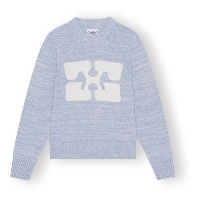 Pull Graphique Butterfly Laine Recyclée | Bleu Glacier