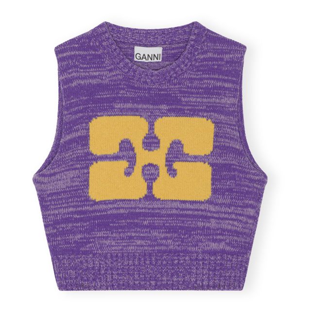 Pull Sans Manches Graphique Laine Recyclée | Violet