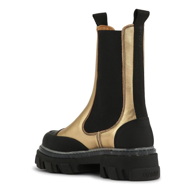 Leather Mid-Height Chelsea Boots | Gold