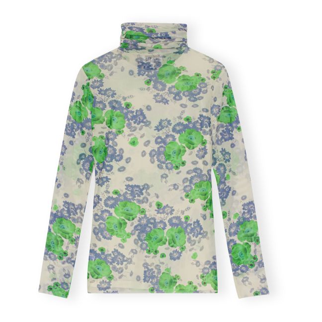 T-shirt Col Roulé Imprimé Matières Recyclées | Vert