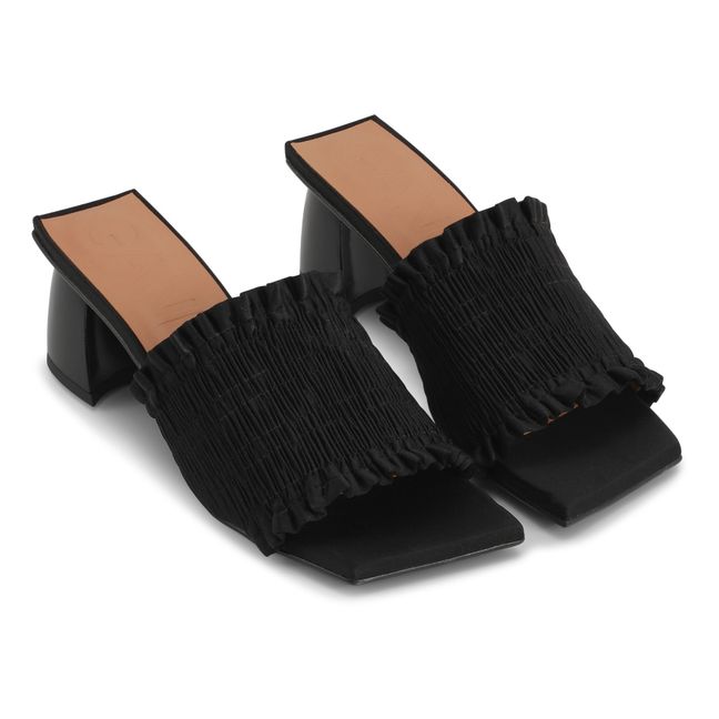 Smocked Mules Recycled Materials | Negro