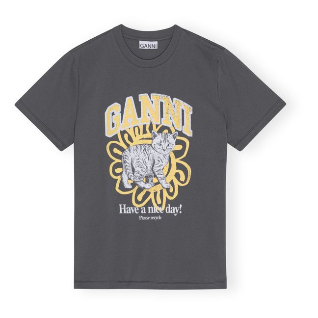 T-shirt Cat Relaxed Basic Coton Bio | Charbon