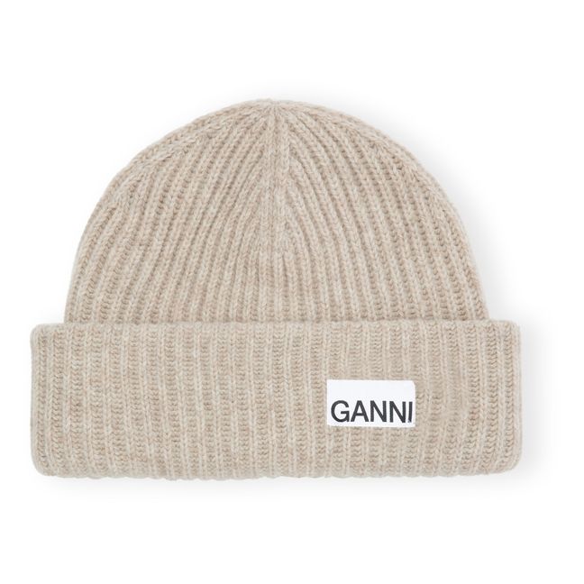 Recycled Wool Ribbed Beanie | Sand