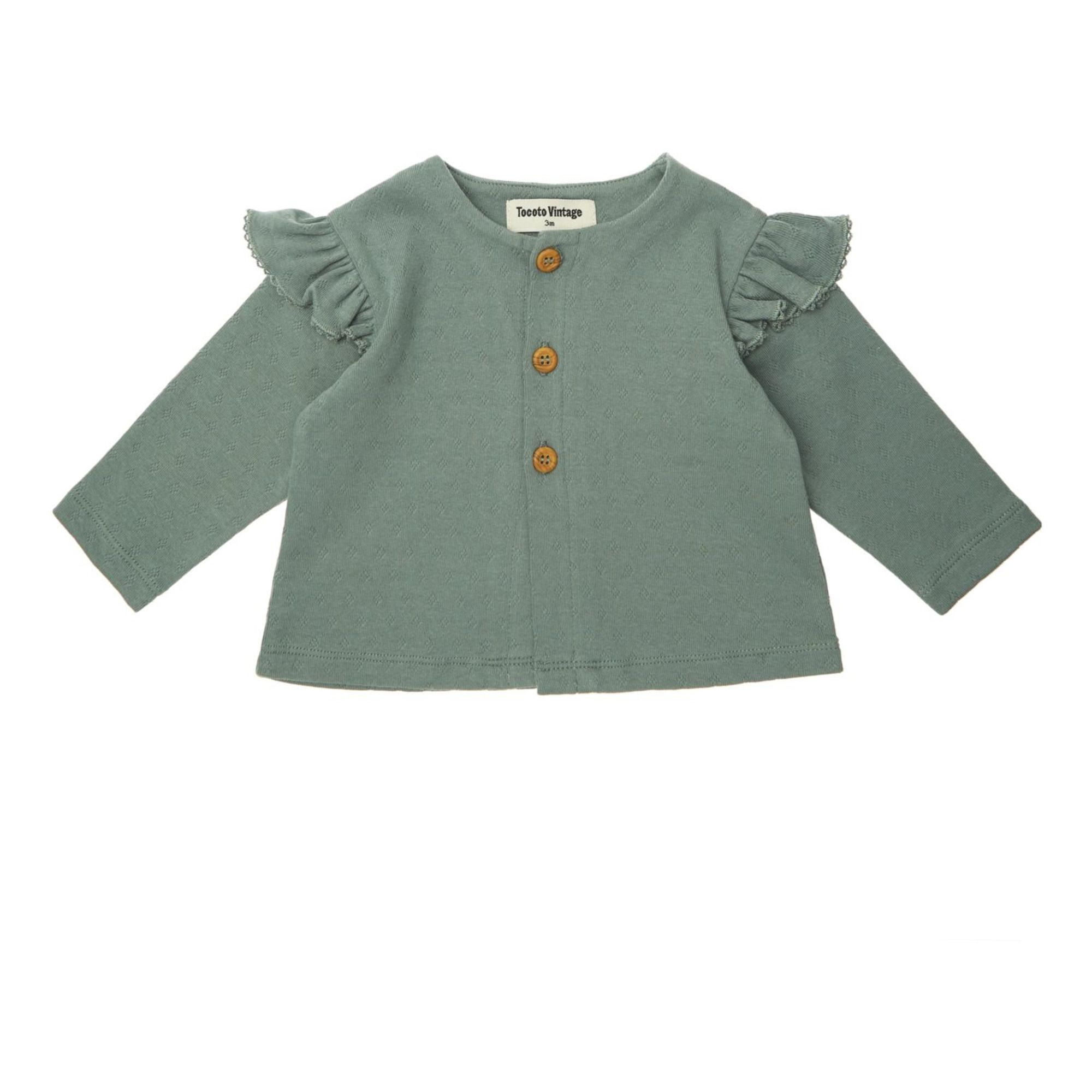 Tocoto Vintage - Jersey Frill Baby Jacket - Green | Smallable