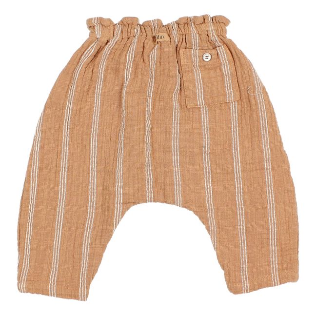 Textured Striped Harem Pants | Caramel