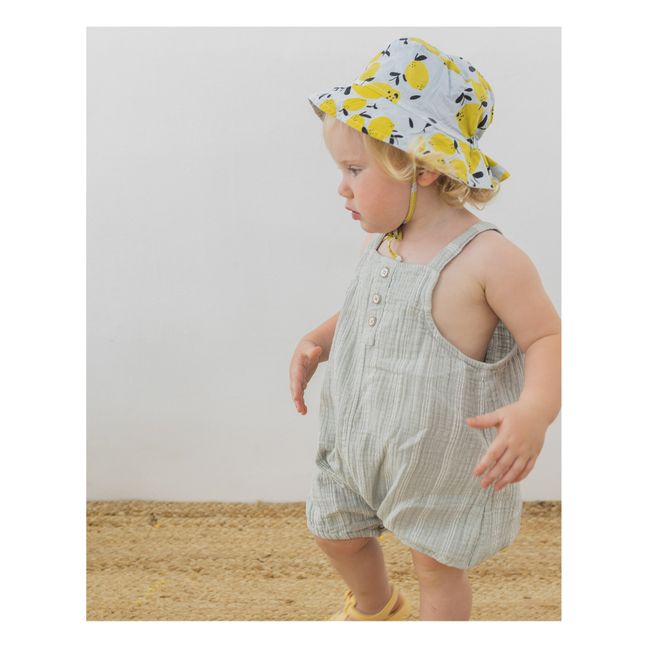 Salopette Texturée Rayée | Gris clair
