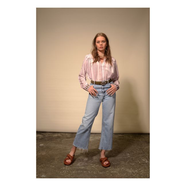 Khadi Mexican Embroidery Cotton Shirt | Rosa