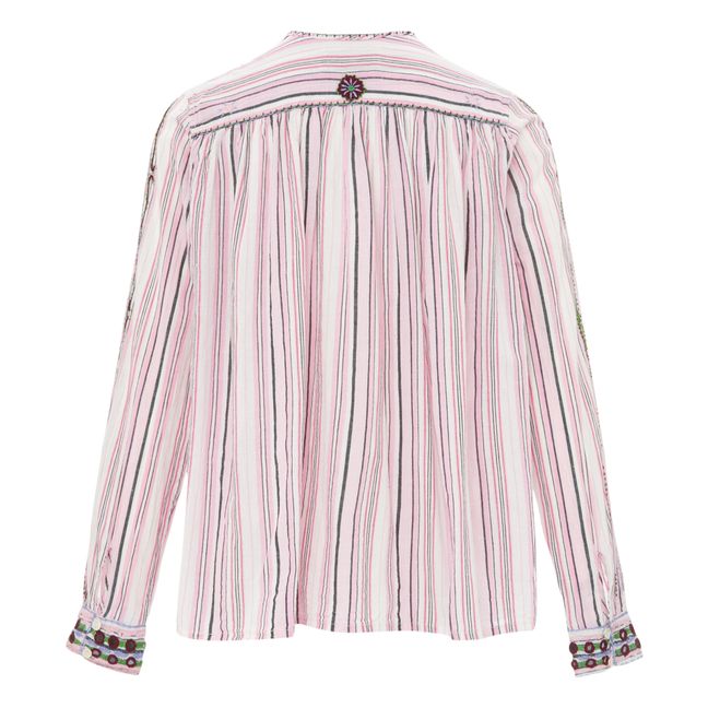Khadi Mexican Embroidery Cotton Shirt | Rosa