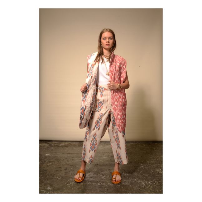 Ikat Reversible Sleeveless Kimono Jacket | Cream