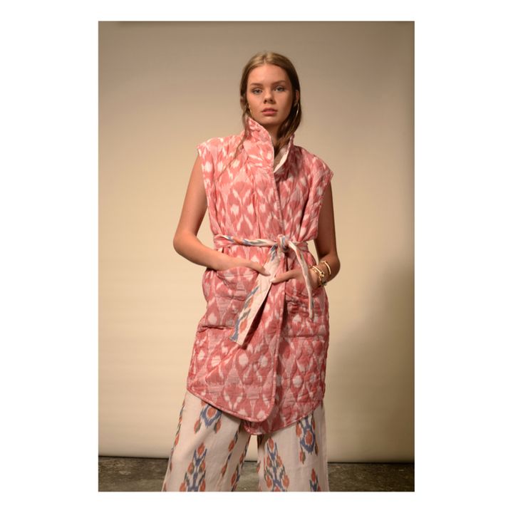 Ikat Reversible Sleeveless Kimono Jacket | Cremefarben- Produktbild Nr. 5