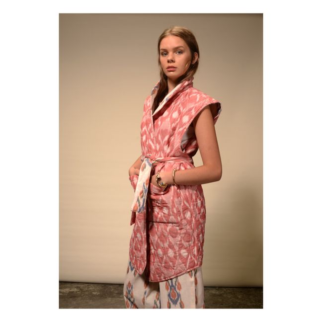 Ikat Reversible Sleeveless Kimono Jacket | Crema
