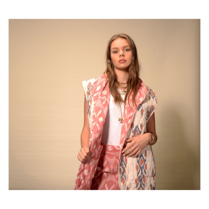 Ikat Reversible Sleeveless Kimono Jacket | Cremefarben- Produktbild Nr. 8