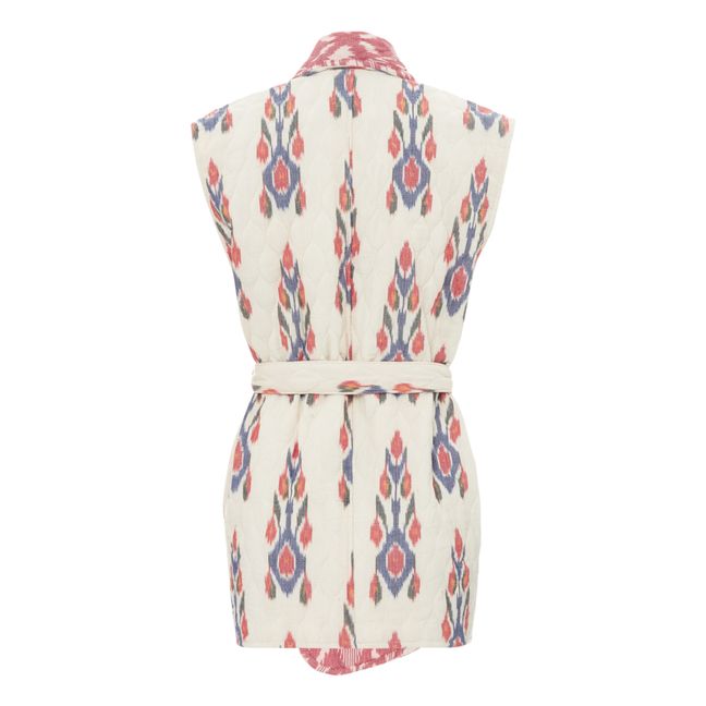 Ikat Reversible Sleeveless Kimono Jacket | Crema