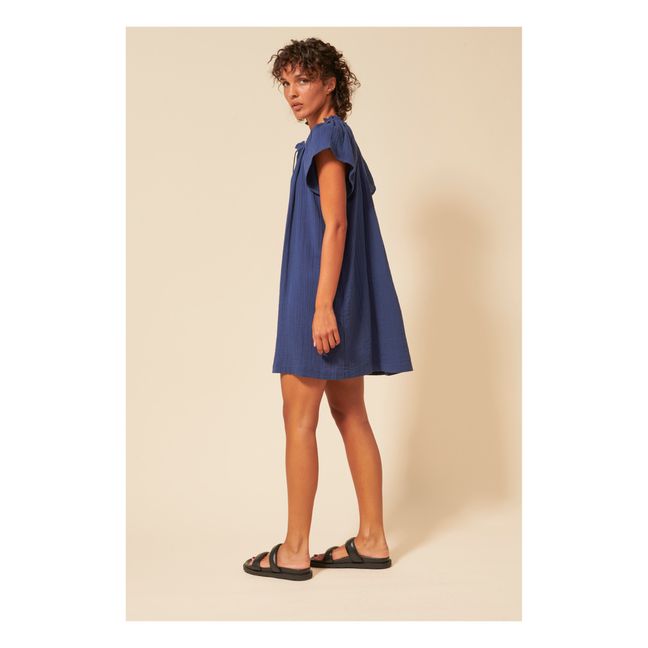 Doria Cotton Gauze Dress | Blu