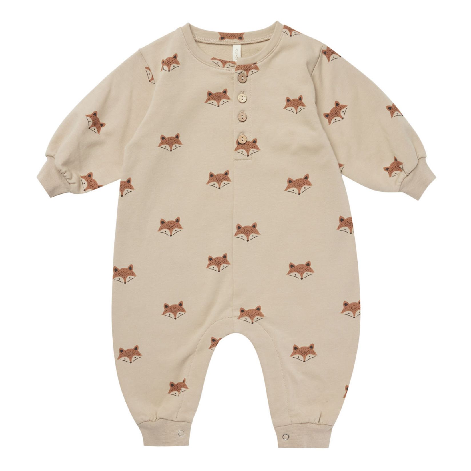 Quincy Mae Combinaison Coton Bio Imprimé Renards | Beige