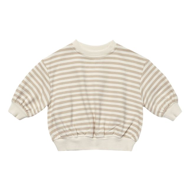 Organic Cotton Striped Sweatshirt | Beige