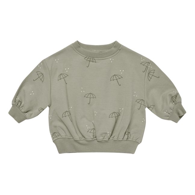 Organic cotton sweatshirt with umbrella print | Pale green