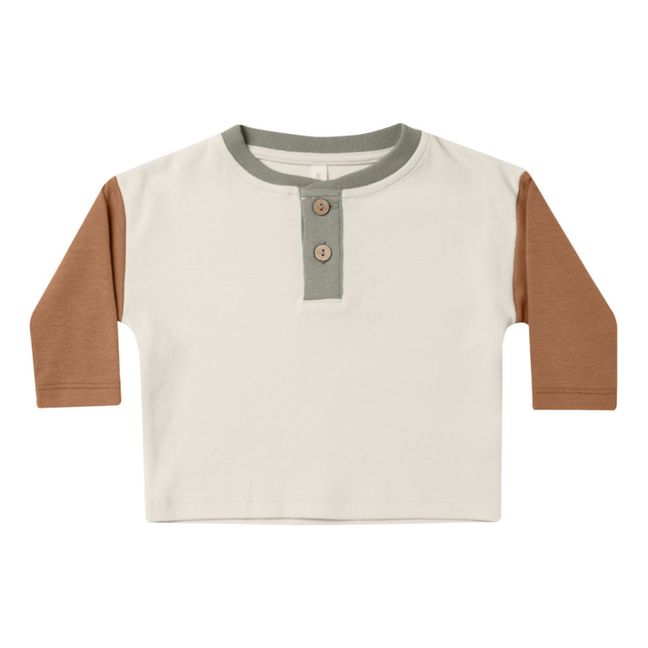 T-Shirt Coton Bio Jersey Color Block | Camel