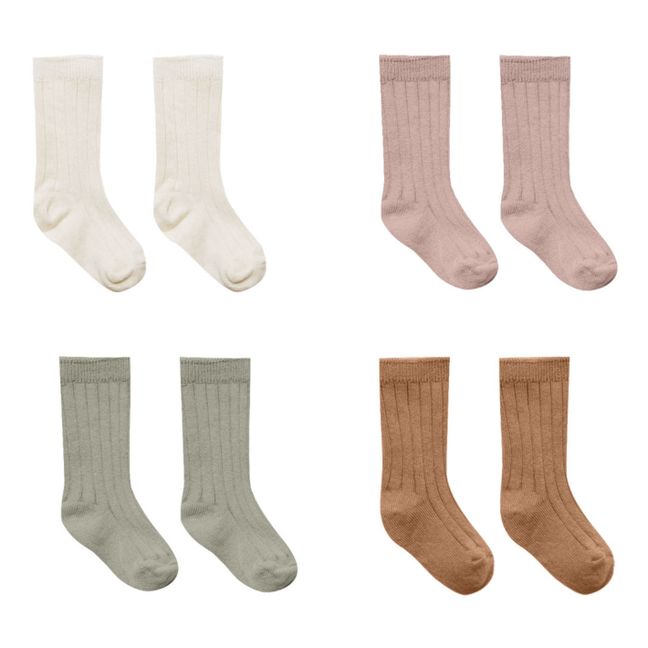 Pack of 4 pairs of Ribbed Socks | Ecru
