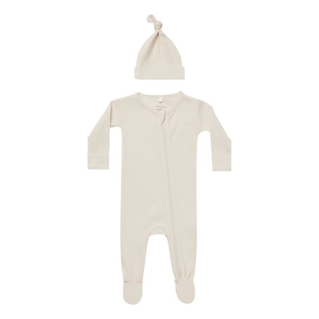 Pyjama + Bonnet  Coton Bio Gaufré | Seidenfarben