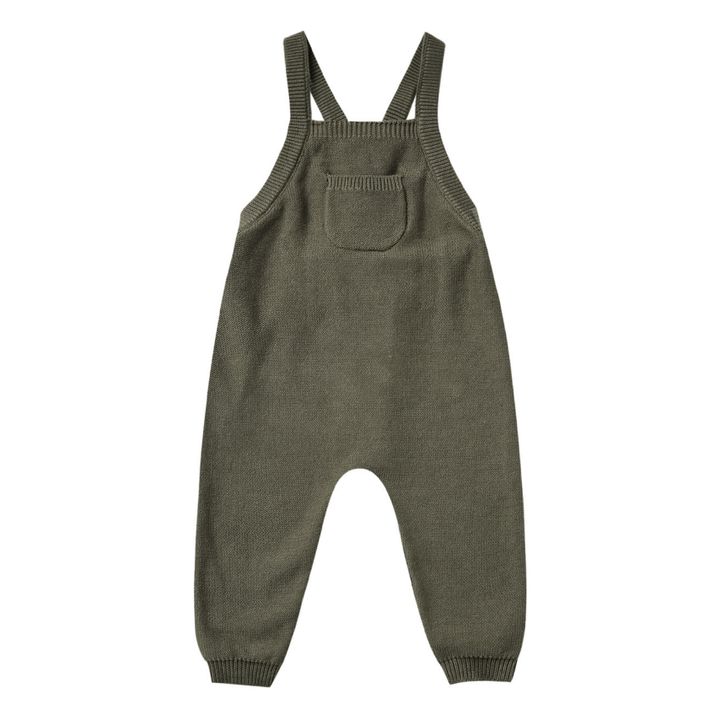 Organic cotton jumpsuit with straps | Dark green- Product image n°0