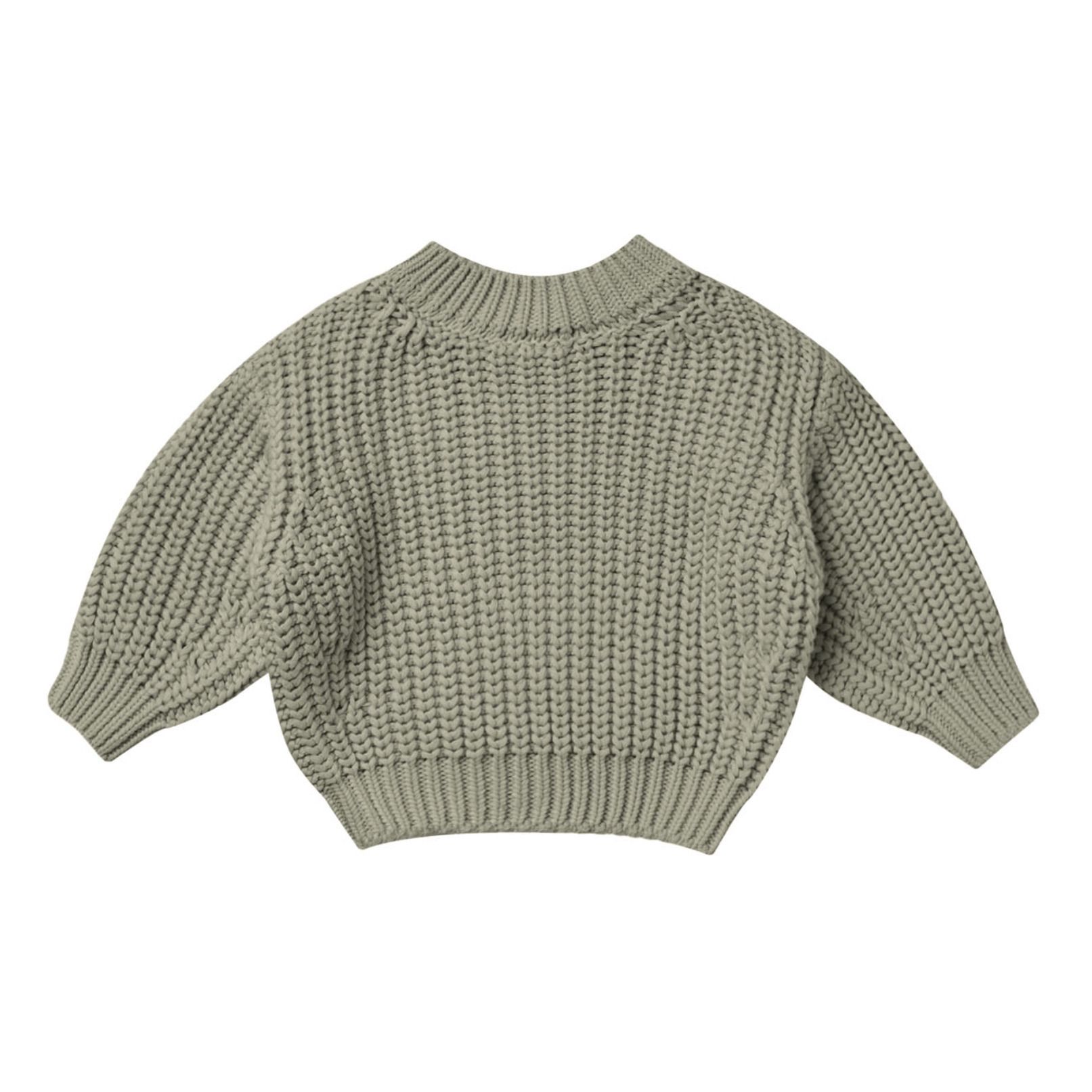 Quincy Mae Pull Coton Bio en Maille | Blasses Grün