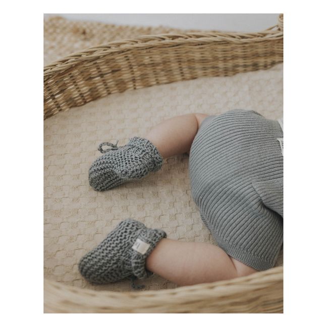 Organic Cotton Knit Slippers | Grey blue