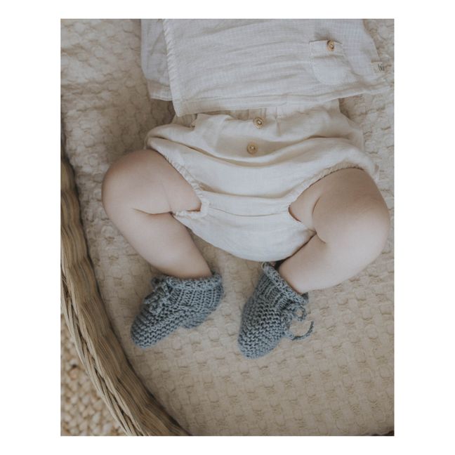 Babyschuhe Gestrickt Bio-Baumwolle | Graublau