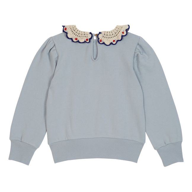 Sweat Col Crochet | Bleu ciel