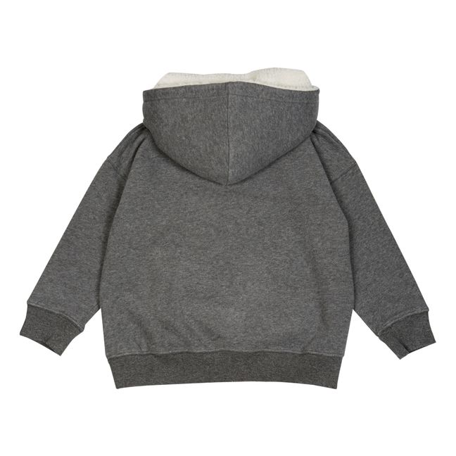 Sweat Coton Bio Capuche Façon Fourrure | Gris anthracite