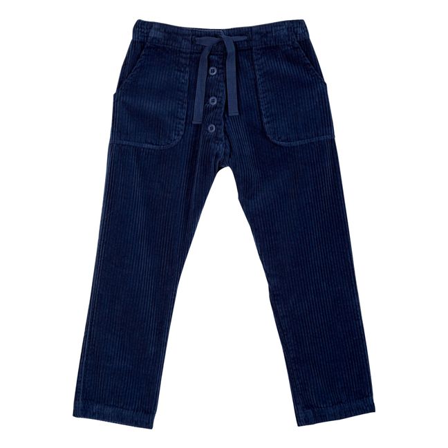 Corduroy Button-Up Pants | Blu notte
