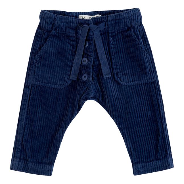 Corduroy Button-Up Pants | Blu notte