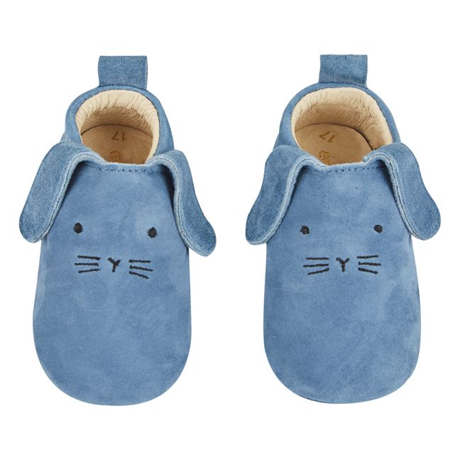 Hausschuhe Leder Kaninchen | Blau