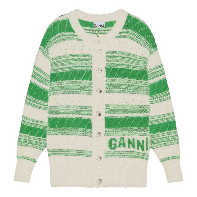 Striped Organic Wool Cardigan | Green