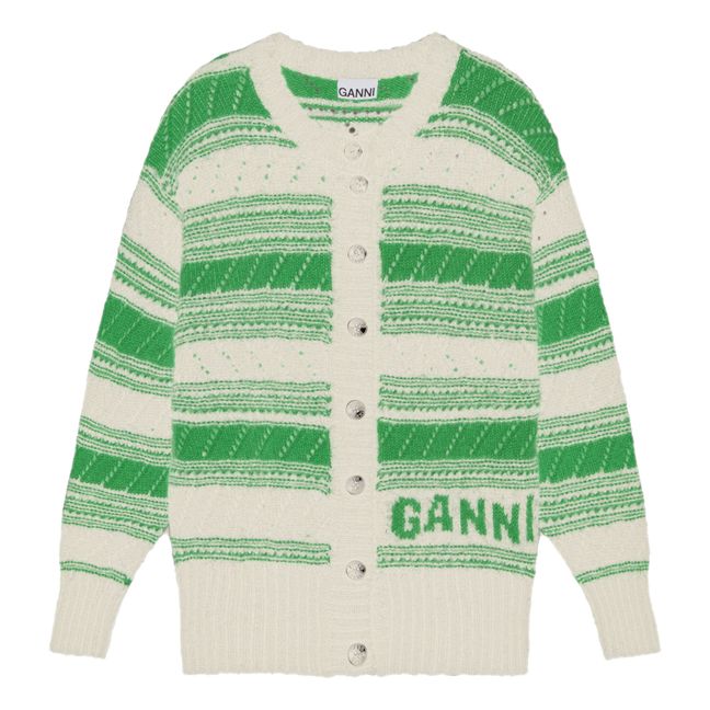 Cardigan Rayures Laine Bio | Vert