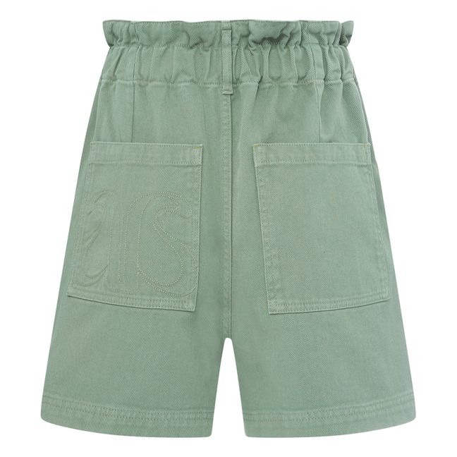 Shorts, in denim, modello: Paper Bag, in cotone bio | Verde pistacchio