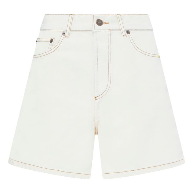 Pantalones cortos vaqueros de algodón orgánico y tiro alto | Blanco Roto