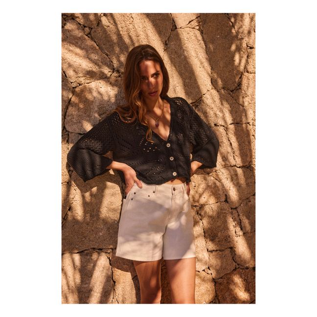 Short en Jean Taille Haute en Coton Bio | Off white