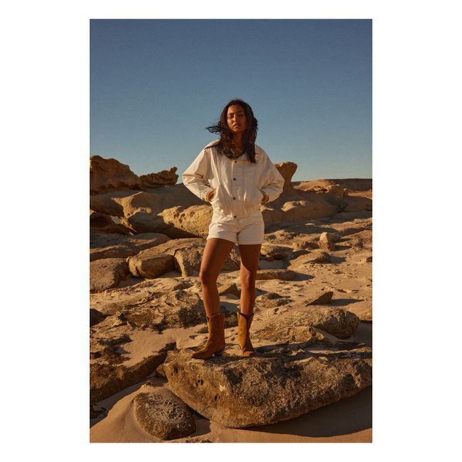 Organic Cotton High Waisted Denim Shorts | Bianco