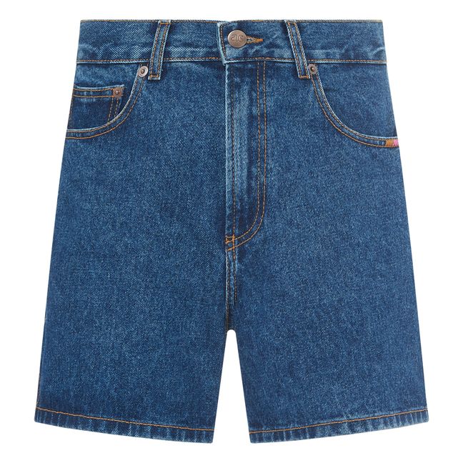 Shorts in jeans, vita alta, in cotone bio | Demin