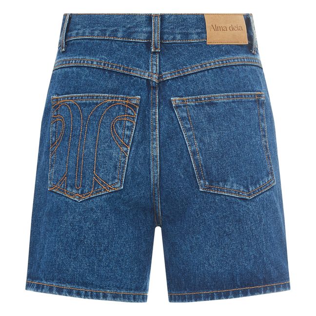 Short en Jean Taille Haute en Coton Bio | Denim stonewashed