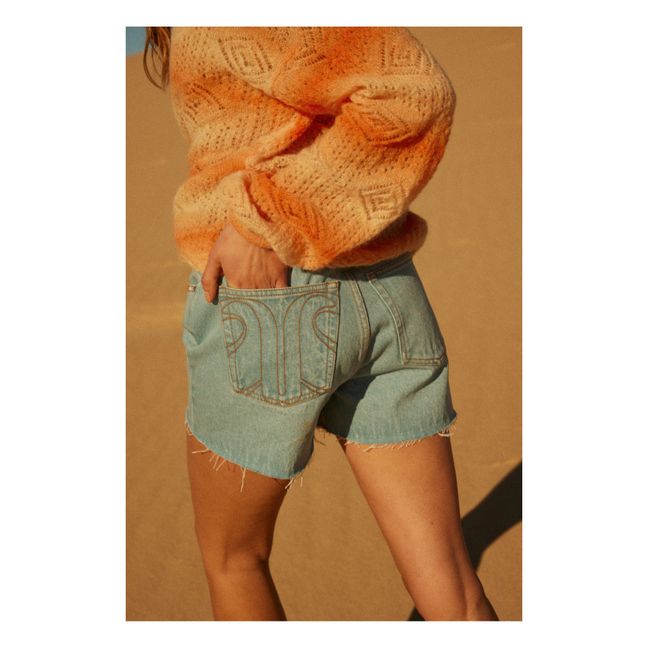 Fringe Organic Cotton Denim Shorts | Demin