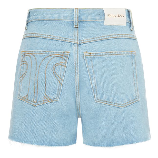 Short Denim Franges Coton Bio | Denim bleached