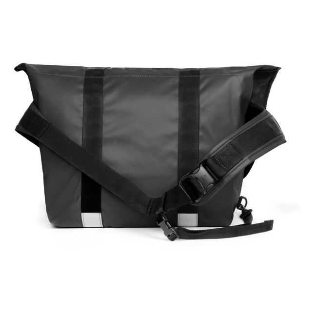 Sac Messenger Toile Enduite | Noir