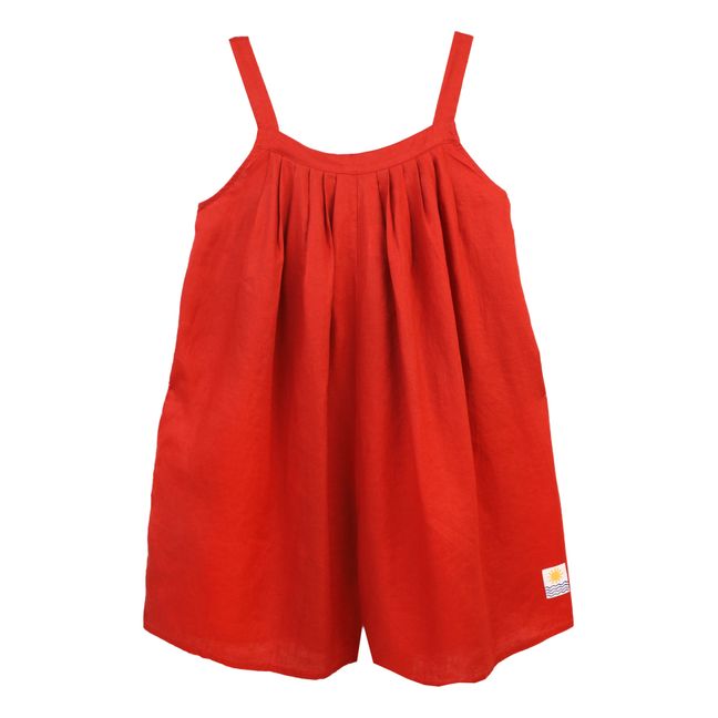Jumpsuit Basic Leinen | Rot