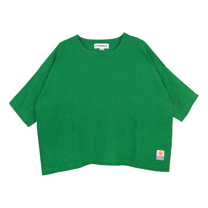 Top, modello: Basic, in lino | Verde- Immagine del prodotto n°0