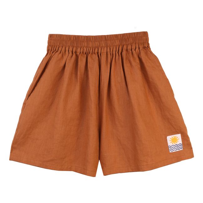 Basic-Shorts Leinen | Braun