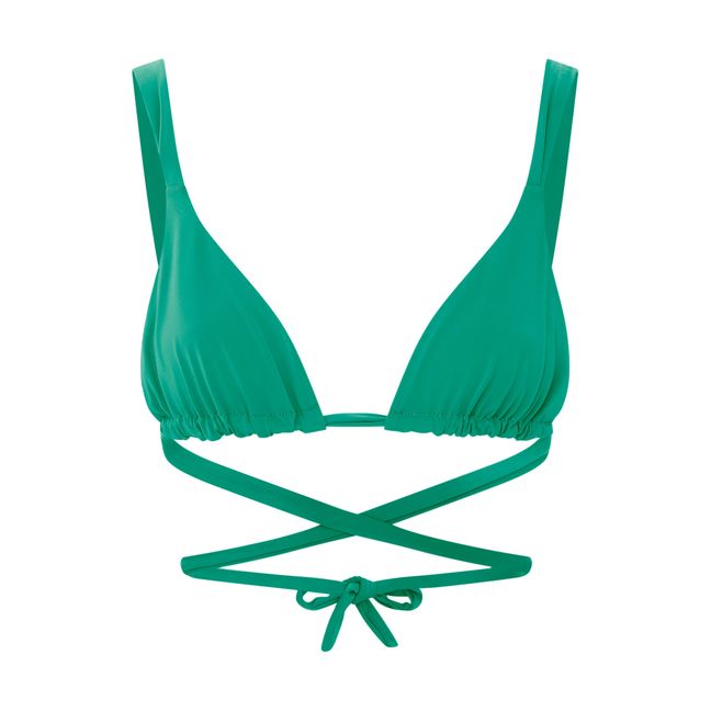 Top de bikini reversible con volantes | Verde esmeralda