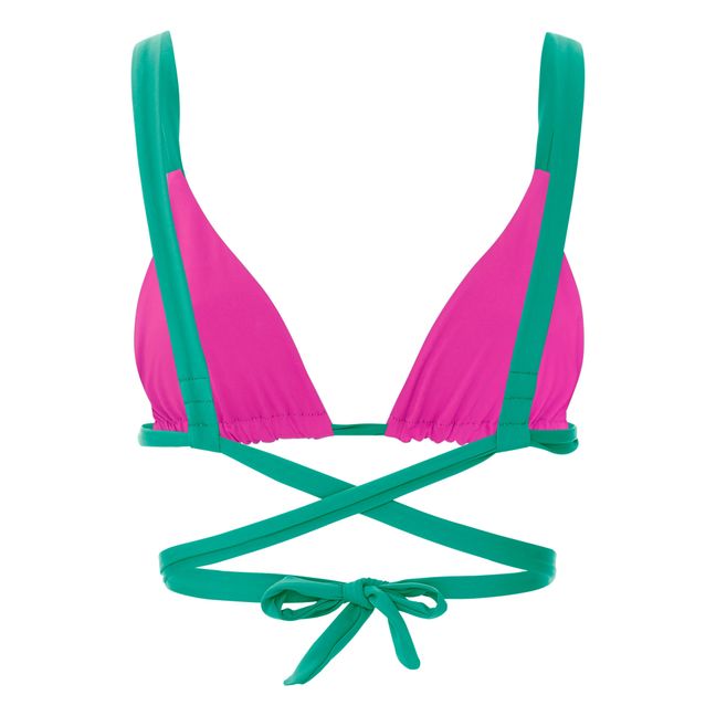 Top de bikini reversible con volantes | Verde esmeralda