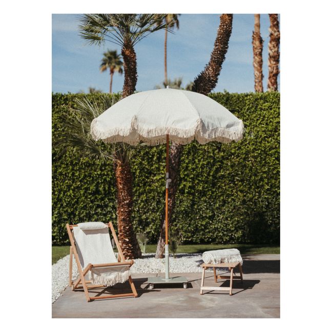 Premium Sonnenschirm mit Fransen | Salbei